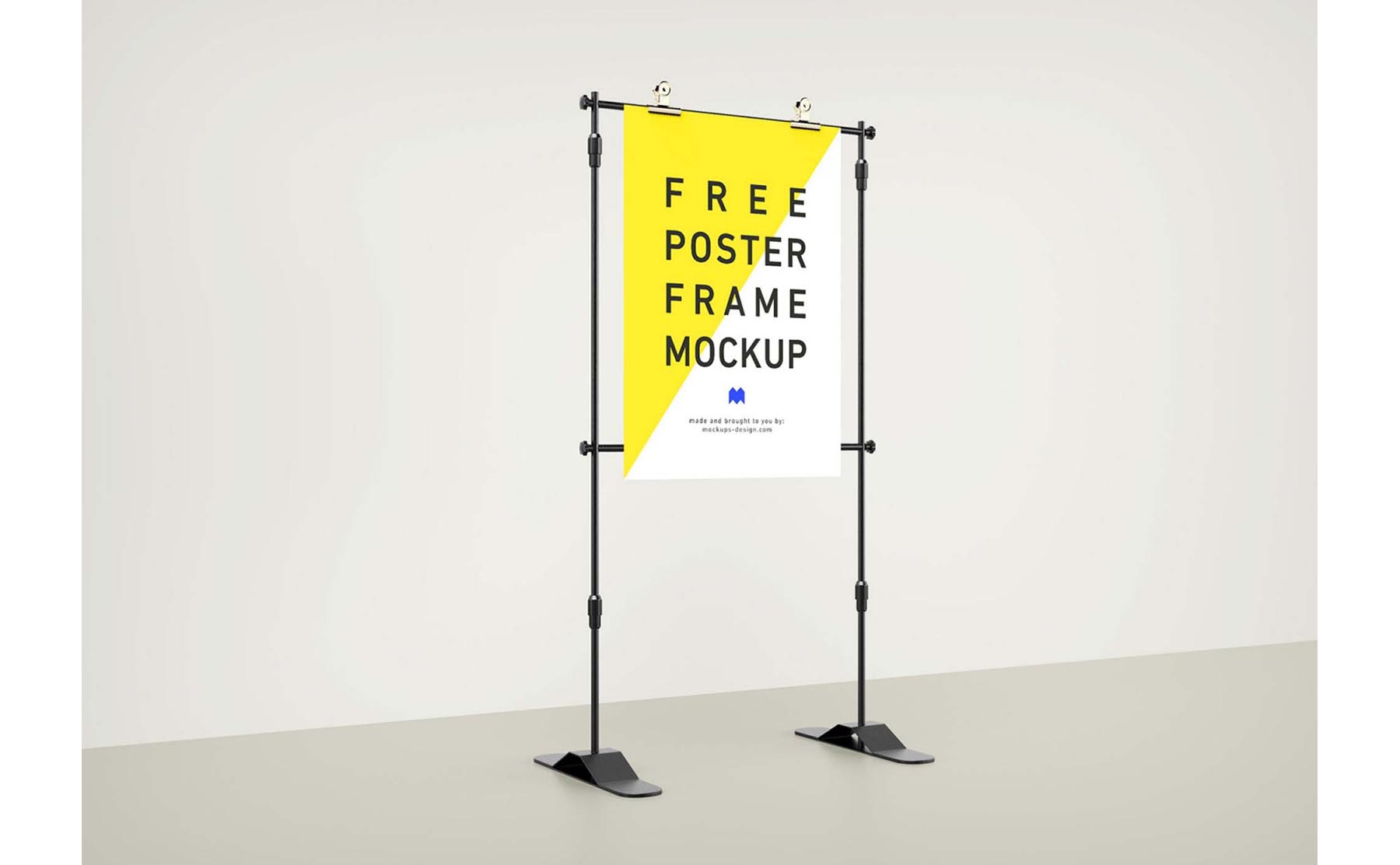 Free paper hanging with clips mockup for poster presentationin a creative way. Free Download 25 Poster Mockups Design