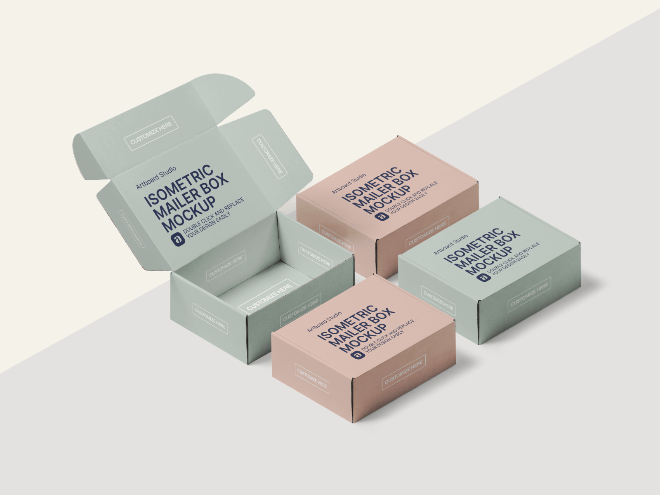 Visme has a variety of mockup templates for marketing, social media, blog and website graphics, packaging and more. Isometric Mailer Boxes Mockup Scene