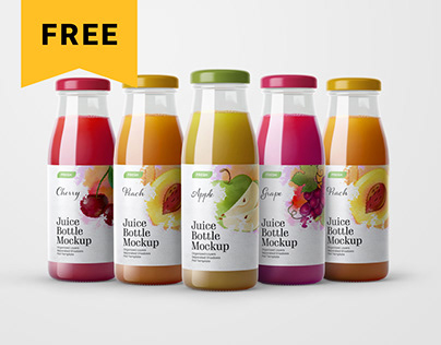 18+ Download Glass Juice Bottle Mockup Free PSD