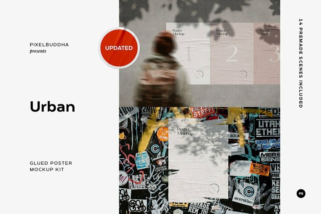 33+ Download Glued Poster Mockup Free&nbsp;PSD