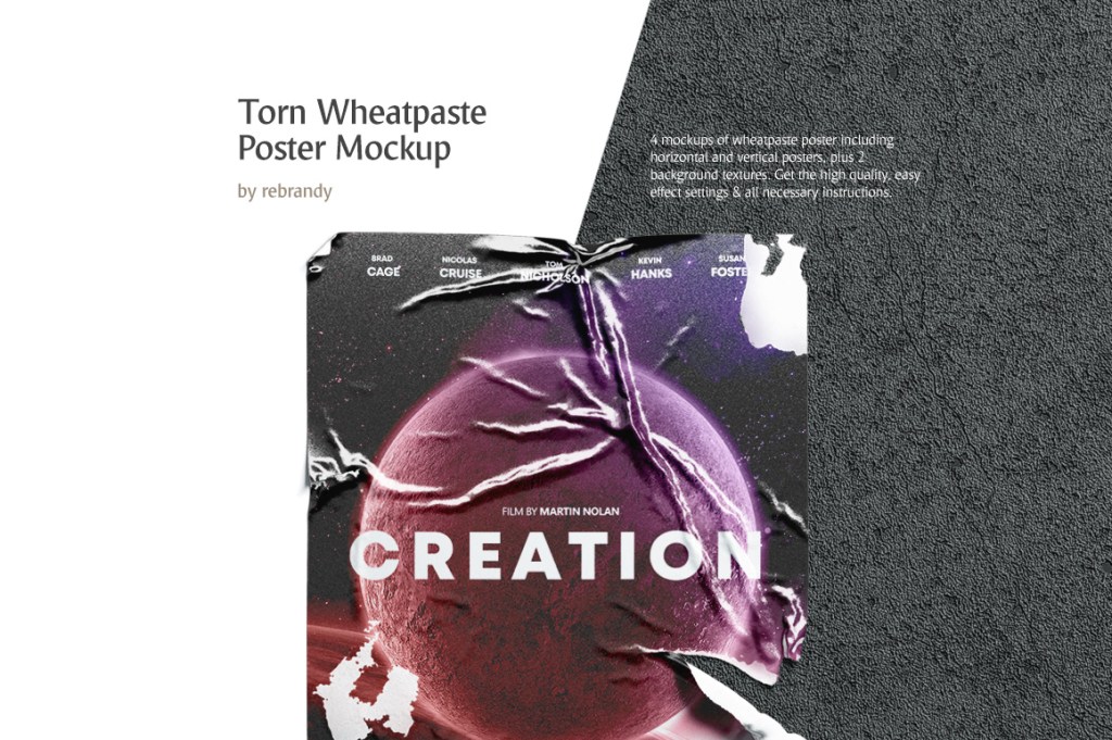 32+ Download Poster Glued Effect Mockups Mockup&nbsp;PSD